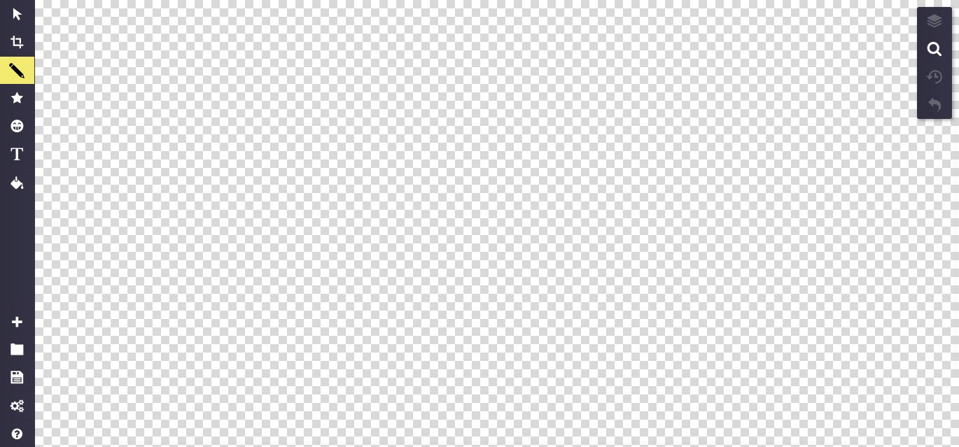 Paparan editor Sketchpad: kanvas dengan alat lukis, bentuk, teks dan simpan