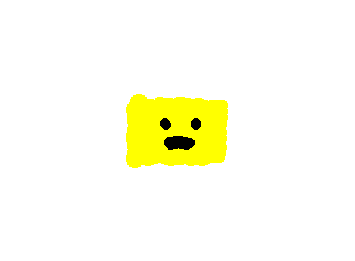 GIF วนซ้ำของหน้าสีเหลืองวาดมือที่เด้งผ่านสามเฟรม